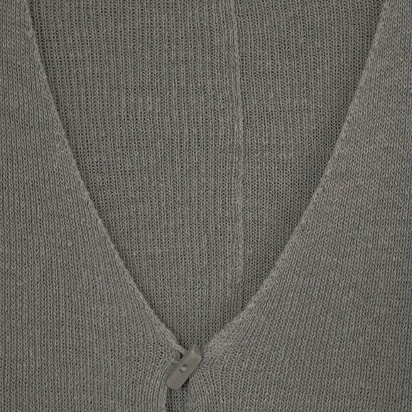 Zuza Bart Linen Knit Cardigan Minimalist Asymmetrical Taupe Lagenlook Sweater - Picture 4 of 10